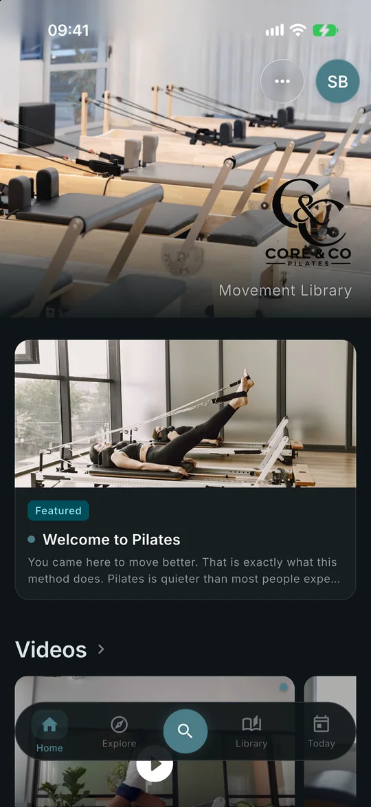 C3NTR Home screen for a fitness school